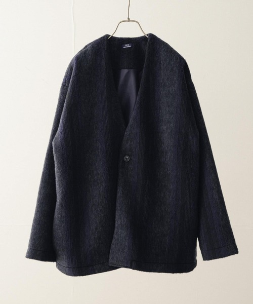 「ITEMS URBANRESEARCH」 ノーカラーコート LARGE ブラウン メンズ_画像3