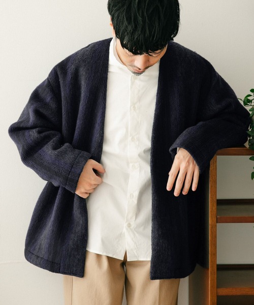 「ITEMS URBANRESEARCH」 ノーカラーコート LARGE ブラウン メンズ_画像7