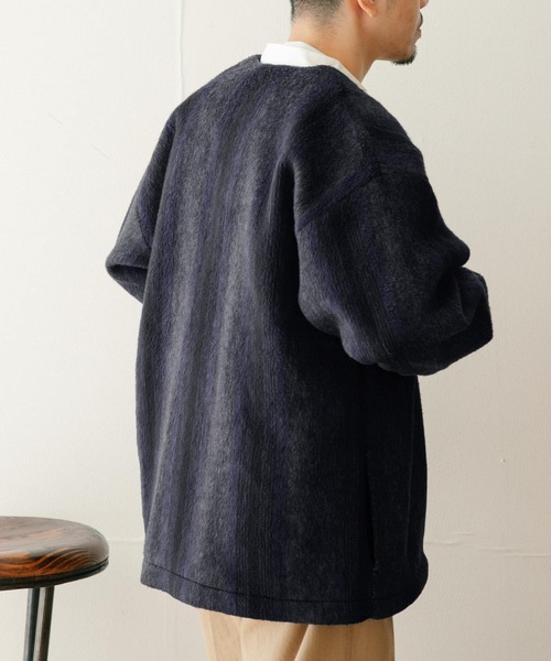 「ITEMS URBANRESEARCH」 ノーカラーコート LARGE ブラウン メンズ_画像8