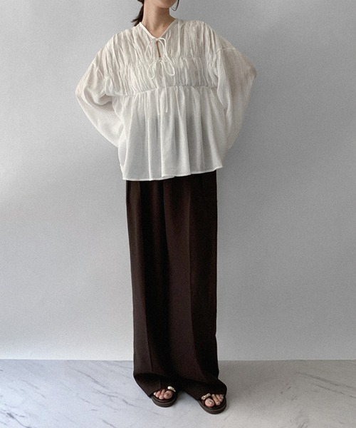 rin onffo リネン　レーヨン　スラックス rin onffo リネン レーヨン スラックス THE Yon スラックス