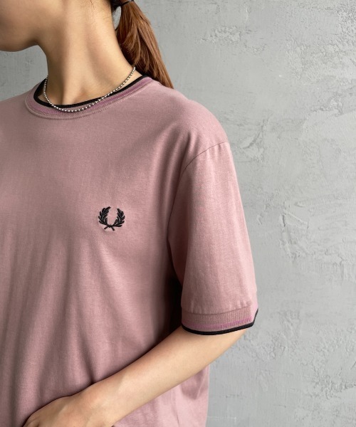 「FRED PERRY」 半袖Tシャツ S オートミール レディース