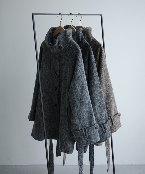 Meiru ステンカラーコート コート シャギールーズミドルステンカラー