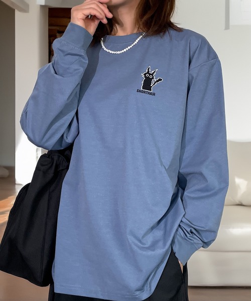 Candlestick tシャツ 着やすいストレッチ レトロ ポップ 黒ネコ お化け