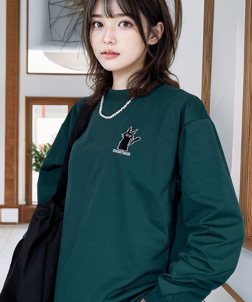 Candlestick tシャツ 着やすいストレッチ レトロ ポップ 黒ネコ お化け