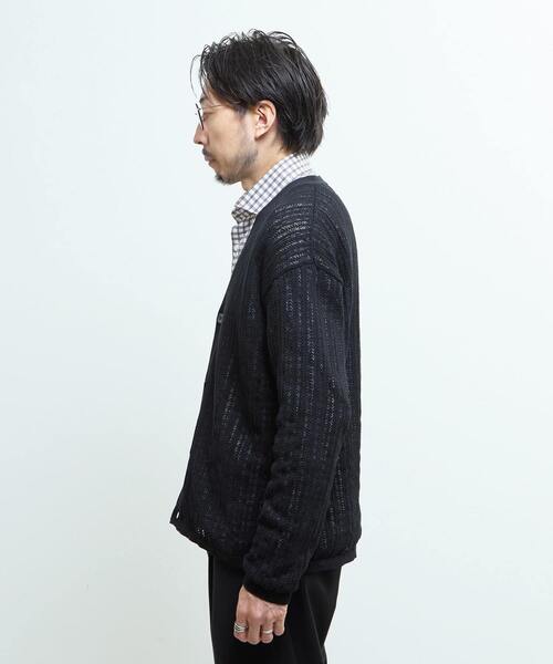 MEN'S MELROSE カーディガン ドライタッチポリエステル | 透かし編み