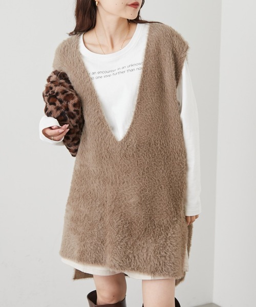 CIAOPANIC  Vネックニット  ベージュ / ONE SIZE CIAOPANIC TYPY（チャオパニックティピー） Vネックニット ONE SIZE