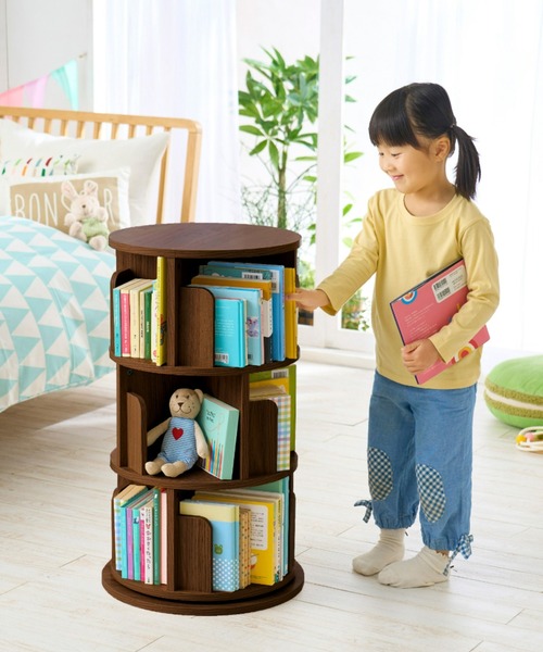 iellio 家具 回る本棚 / 収納ラック 3段 : ZOZOTOWN Yahoo!店 - 通販