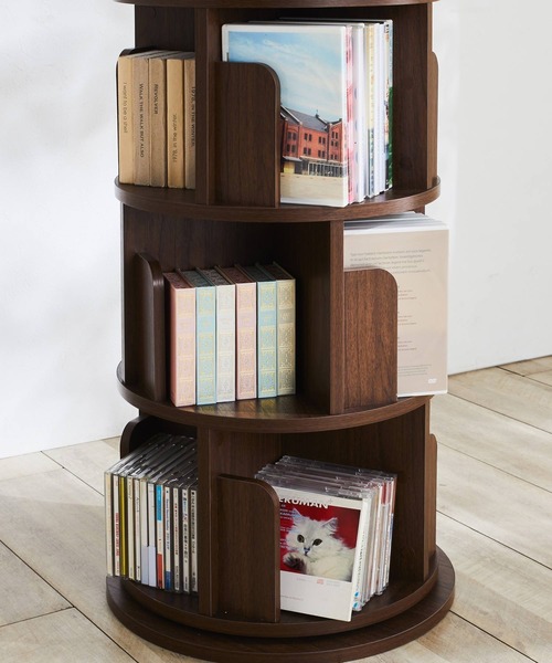 iellio 家具 回る本棚 / 収納ラック 3段 : ZOZOTOWN Yahoo!店 - 通販