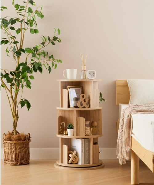 iellio 家具 回る本棚 / 収納ラック 3段 : ZOZOTOWN Yahoo!店 - 通販