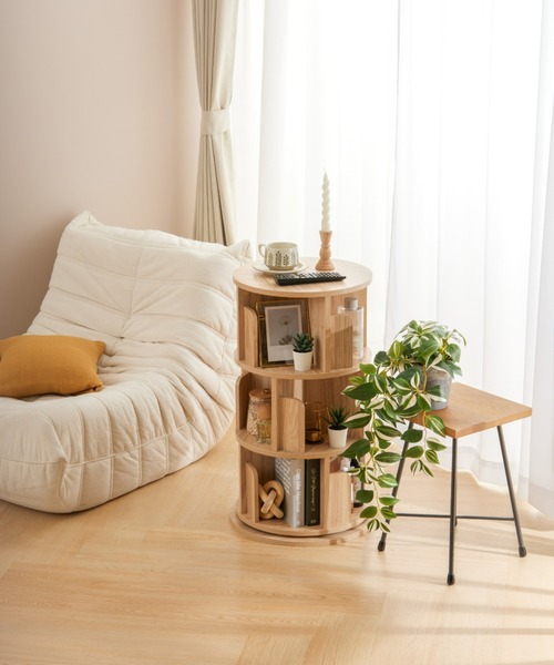 iellio 家具 回る本棚 / 収納ラック 3段 : ZOZOTOWN Yahoo!店 - 通販