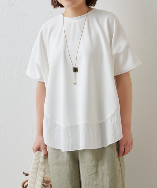 BEARDSLEY 半袖裾レース WEB限定カラー》裾レースブラウス （シャツ