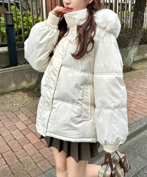 Loueme ダウンコート ダウンジャケット ボリュームフェイクファー