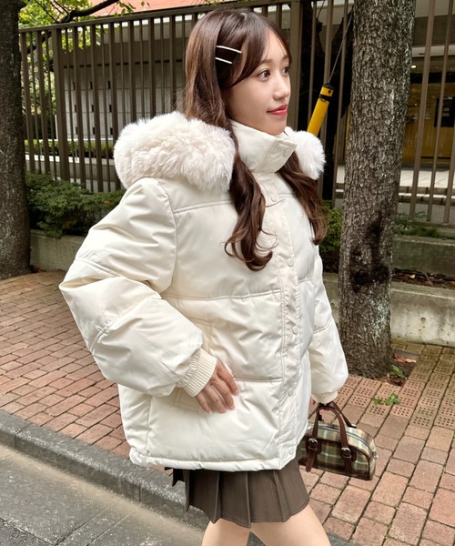 Loueme ダウンコート ダウンジャケット ボリュームフェイクファー