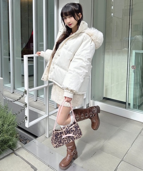 Loueme ダウンコート ダウンジャケット ボリュームフェイクファー