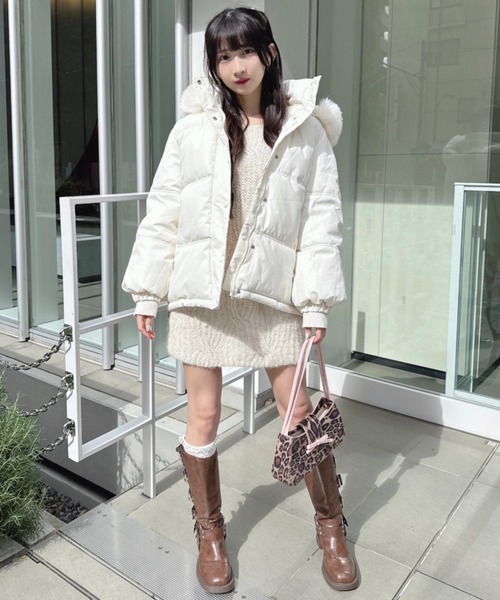 Loueme ダウンコート ダウンジャケット ボリュームフェイクファー