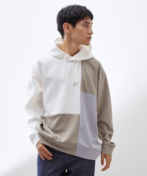 THE SHOP TK パーカー 「一枚で着映える」ポンチブロッキングパーカ