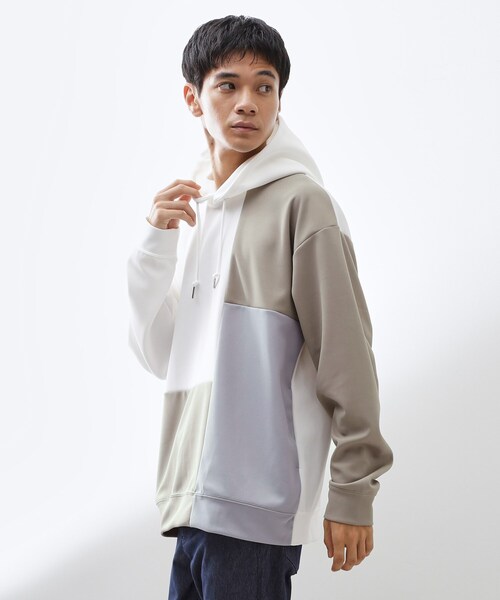 THE SHOP TK パーカー 「一枚で着映える」ポンチブロッキングパーカ