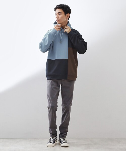 THE SHOP TK パーカー 「一枚で着映える」ポンチブロッキングパーカ