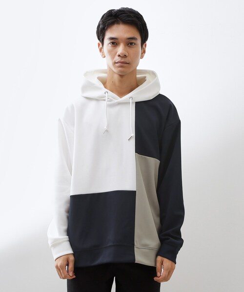 THE SHOP TK パーカー 「一枚で着映える」ポンチブロッキングパーカ