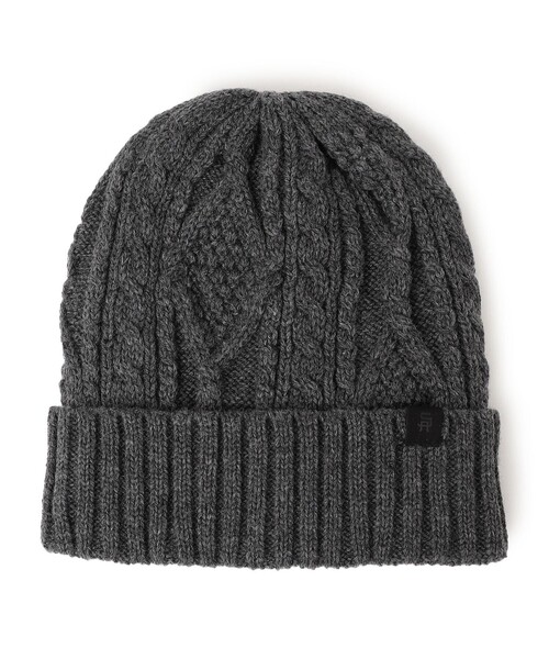 SHIPS any ニット帽 ニットキャップ any: ケーブル ボア ワンポイント