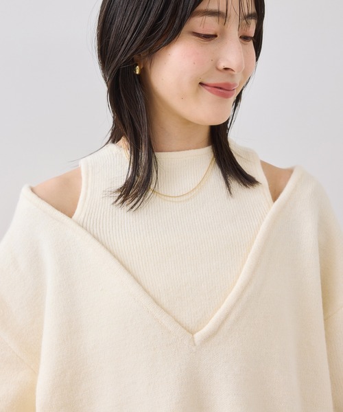 VIS（ビス） ニット セーター 「WEB限定」アンサンブル風Vネックニット