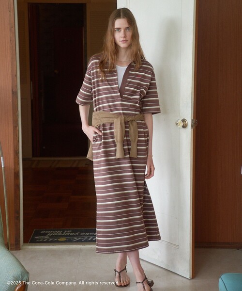 サロン アダム エ ロペ（SALON adam et rope’ ）/Coca−Cola マルチボーダーワンピース SALON adam et rope'（サロン アダム エ ロペ） ワンピース Coca-Cola