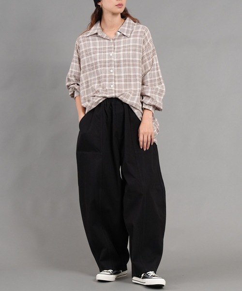 WORKS パンツ フラノタイプ 合繊ツイル起毛 コクーンパンツ レディース