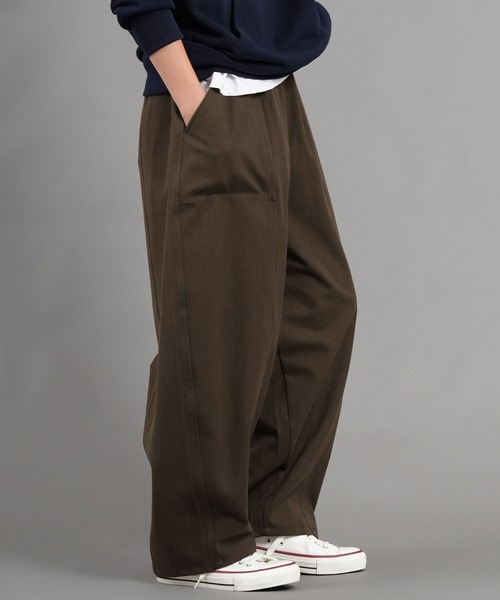 WORKS ワイドパンツ パンツ フラノタイプ 合繊ツイル起毛 コクーン