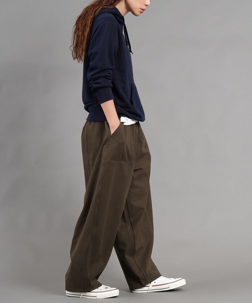 WORKS パンツ フラノタイプ 合繊ツイル起毛 コクーンパンツ レディース