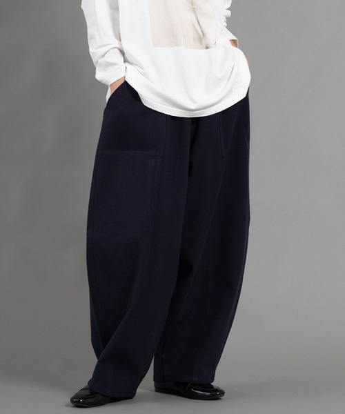 WORKS パンツ フラノタイプ 合繊ツイル起毛 コクーンパンツ レディース