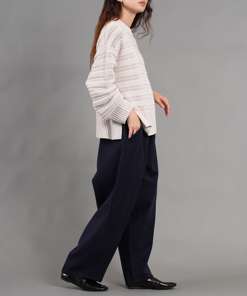 WORKS パンツ フラノタイプ 合繊ツイル起毛 コクーンパンツ レディース