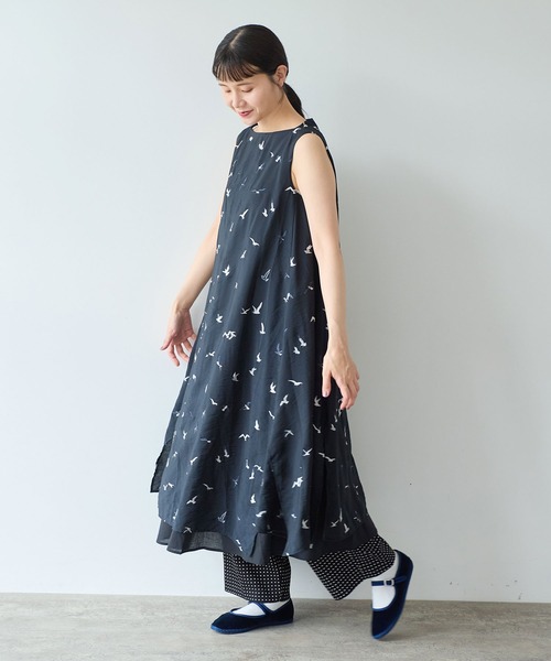 yuni 刺繍ロング　ワンピース 花柄 yuni ワンピース bird刺繍 layered ワンピース : ZOZOTOWN Yahoo!店