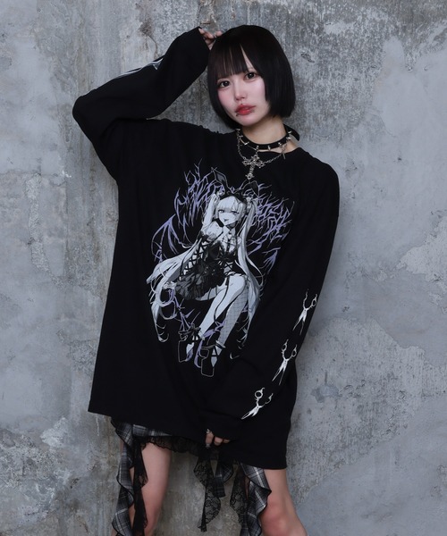 Amilige（アミリージュ） tシャツ Lilith RabbitプリントロングTシャツ