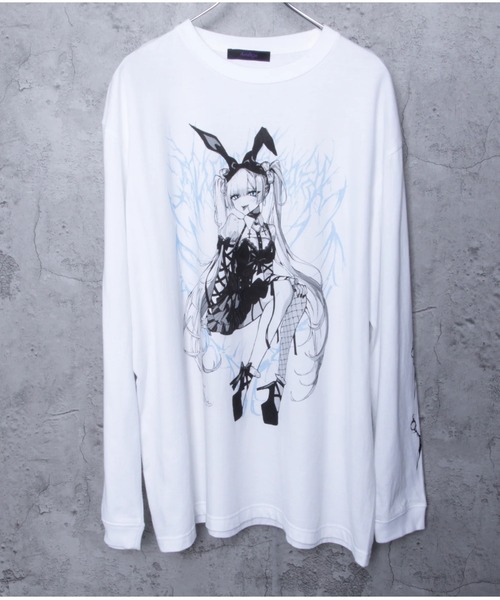 Amilige（アミリージュ） tシャツ Lilith RabbitプリントロングTシャツ