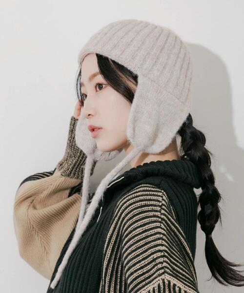 SMELLY（スメリー） ニット帽 ニットキャップ イヤーフラップニット