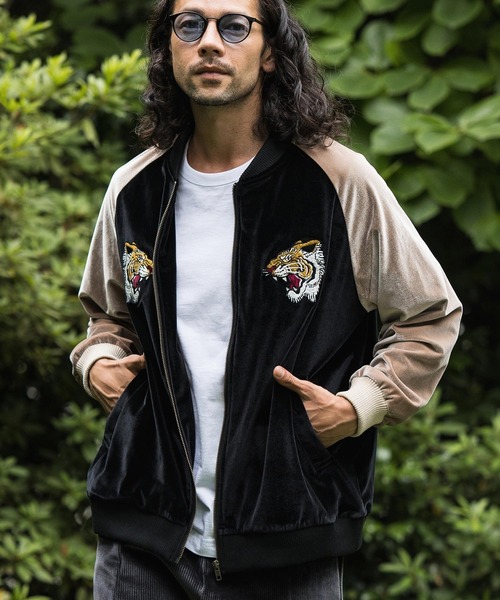 「CAMBIO」 スカジャン L ブルーグリーン メンズ_画像2