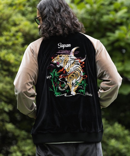 「CAMBIO」 スカジャン L ブルーグリーン メンズ_画像3