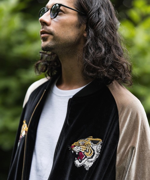 「CAMBIO」 スカジャン L ブルーグリーン メンズ_画像4