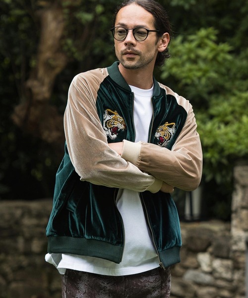 「CAMBIO」 スカジャン L ブルーグリーン メンズ_画像7