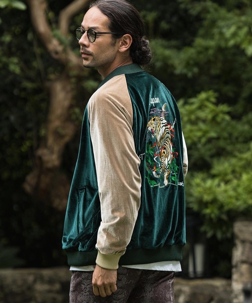 「CAMBIO」 スカジャン L ブルーグリーン メンズ_画像8