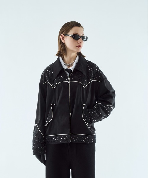 スエードジャケット　ウエスタンジャケット　プルオーバー コート ジャケット Fake suede western studs jacket / フェイク