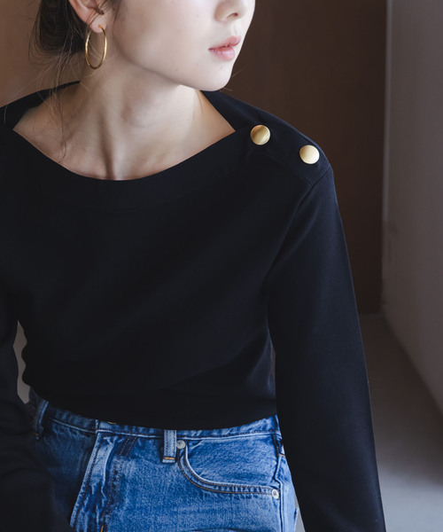 NOBLE（ノーブル） ニット セーター ショルダーボタンニットプル