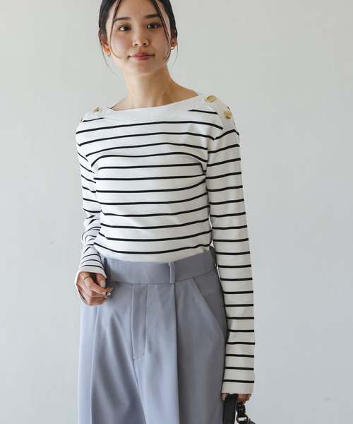 NOBLE（ノーブル） ニット セーター ショルダーボタンニットプル