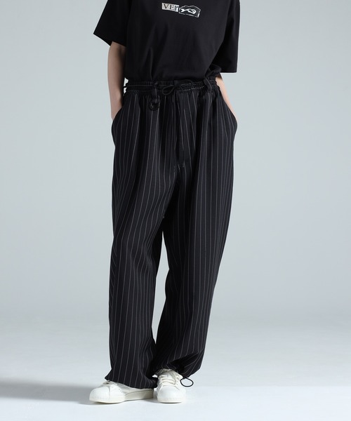 ワイドパンツ パンツ Y-3 SPORT UNIFORM PINSTRIPE TRACK PANTS メンズ レディースの画像