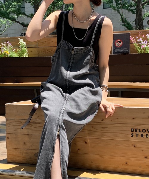 DouDou（ドゥドゥ） サロペットスカート 38 ブラック レディース