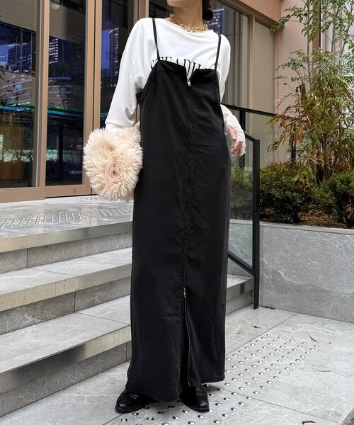 DouDou（ドゥドゥ） サロペットスカート 38 ブラック レディース