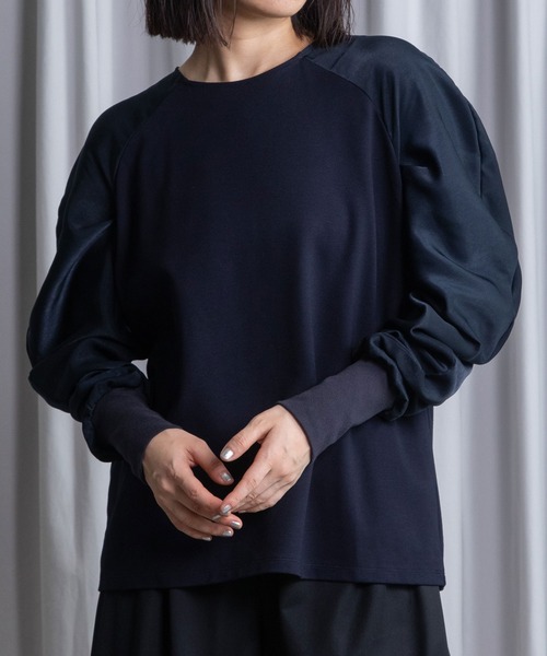 マルシャルテル  黒　上質プルオーバー MARECHAL TERRE（マルシャルテル） tシャツ ドッキングプルオーバー
