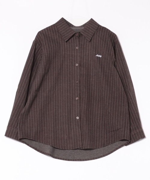 Chiina ブラウス シャツ Chiina/ワンポイントロゴ 長袖 ストライプ