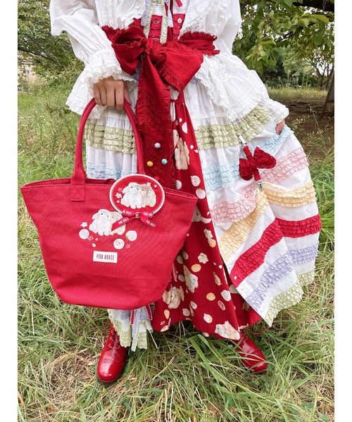 PINK HOUSE（ピンクハウス） トートバッグ 幸見うさぎ刺繍バッグ