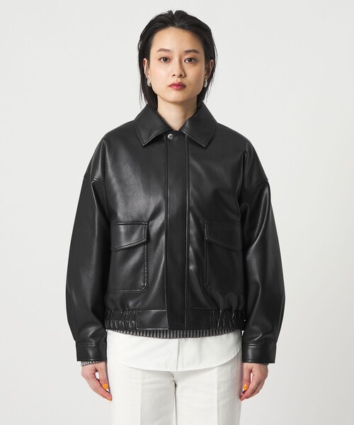 美品❗️hamnett レザーブルゾン　a2 タイプ　短丈　本革　Ｍサイズ　黒 Rocky Monroe｜PUレザー A-2型中綿フライトブルゾン | Rakuten Fashion